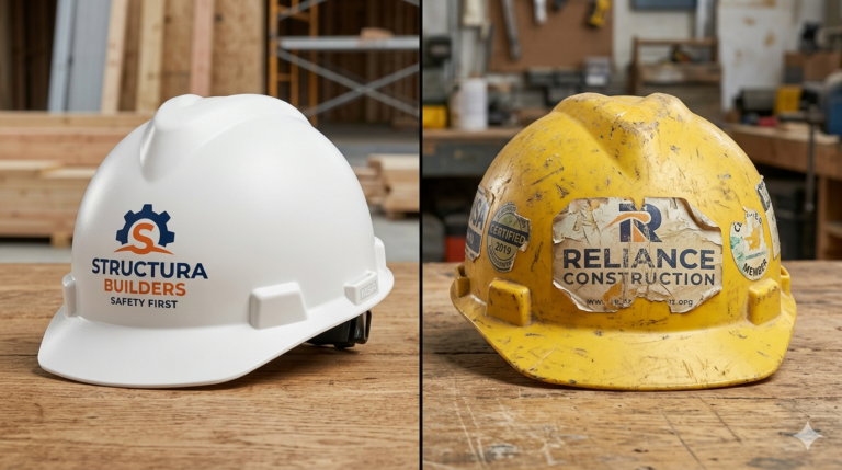Custom Hard Hats vs. Stickers: Why Direct-Print Beats Decals for Brand Identity