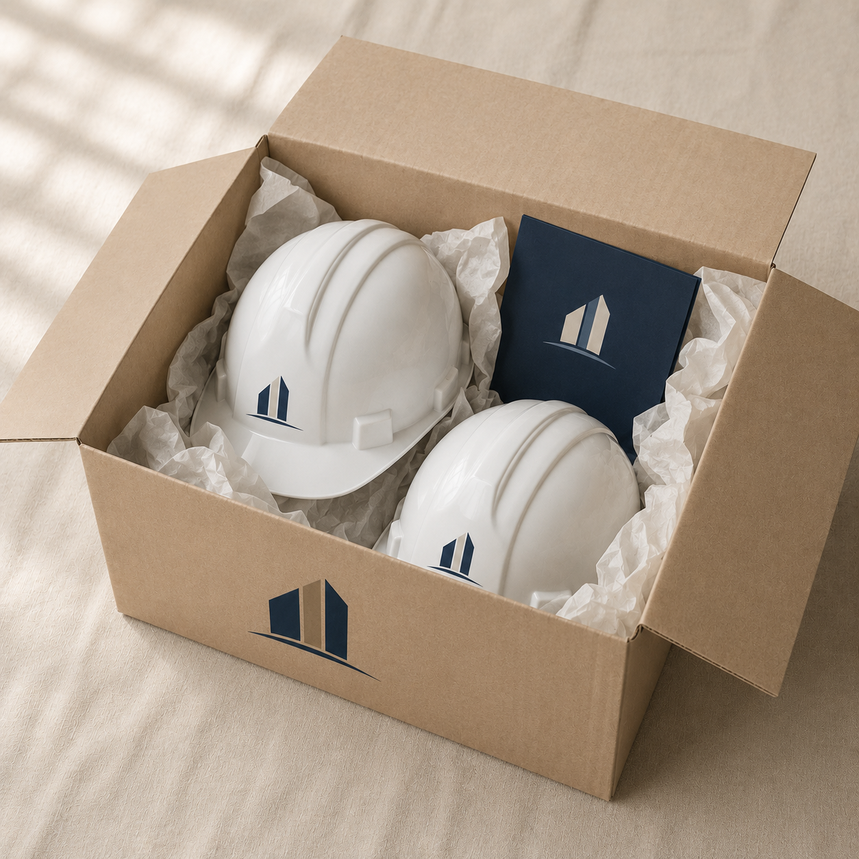 We ship your finished custom hard hats