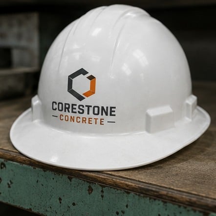 Branded hard hats with company logo