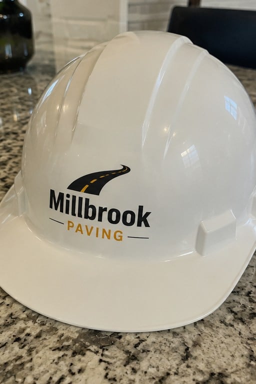 Hard hats with logo printing — customer photo